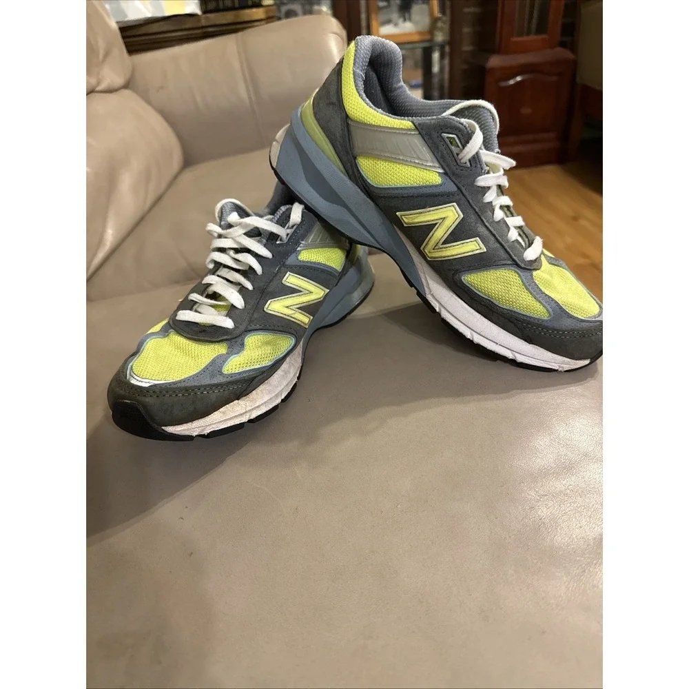 New Balance 990v5 Made In USA Shoes Womens Size 9 D Grey Yellow Classic Sneakers